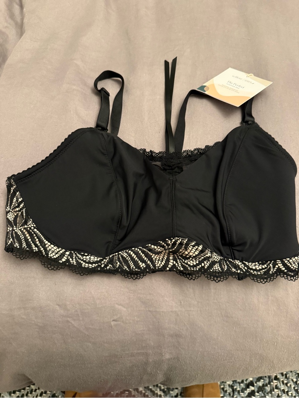Willow Black Lace-Trim Wireless Bralette